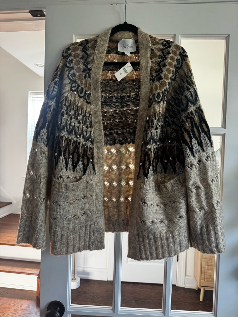 NWT Anthropologie Mare Mare Embellished Fairisle Cardigan Sweater - Picture 2 of 8